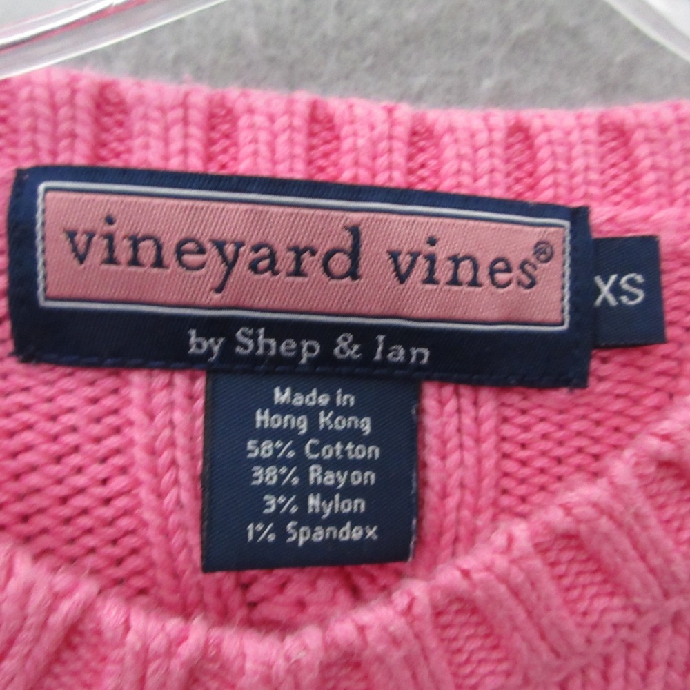 Vintage Vineyard Vines Sweater XS or Girl Large Pink Cable Knit Preppy Fisherman - Picture 3 of 10